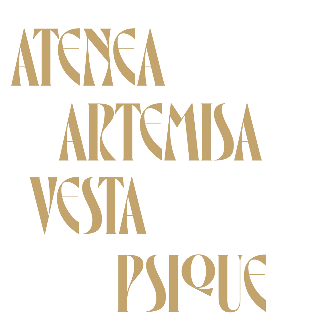 Golden Greek goddess name list in column format on white background